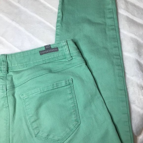 EUC $50 LC Lauren Conrad Women's 4 Cropped Capri Style Green Denim Summer Jeans - Picture 13 of 13
